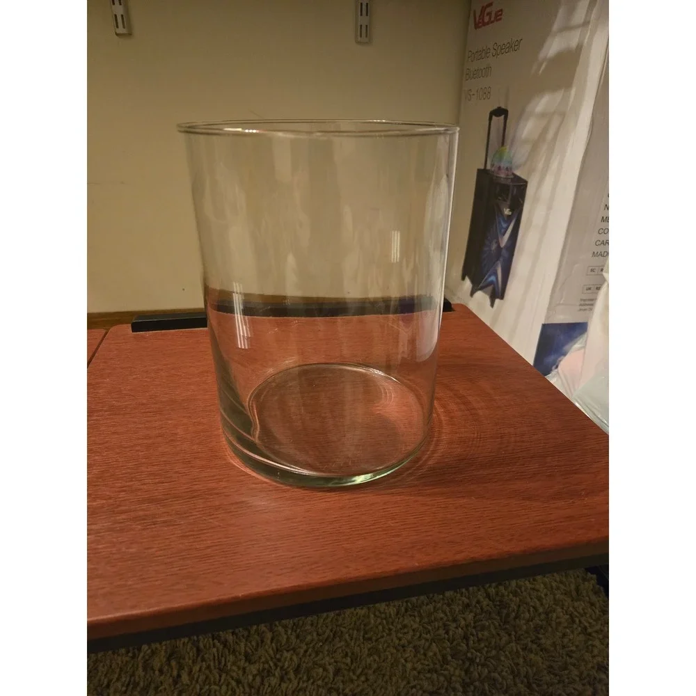 Clear Glass Cylinder Vase Minimalist Round Floral Centerpiece Decorative‎ Jar